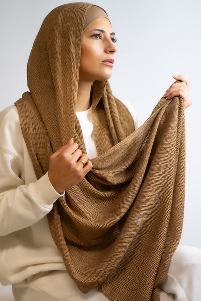 Textured Stretch Fleck Hijab Coffee
