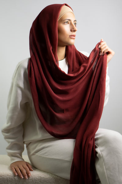 Cotton Crêpe Hijab | Cherry