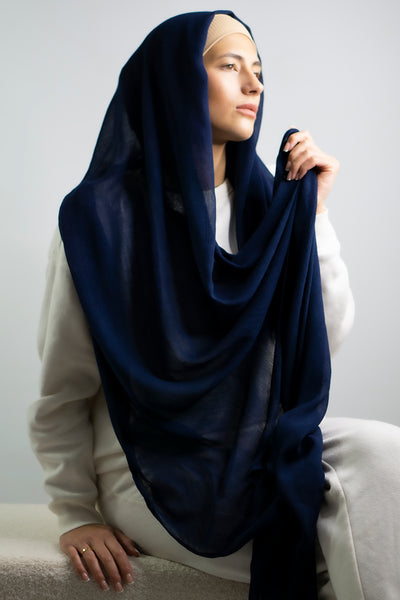 Cotton Crêpe Hijab | Navy