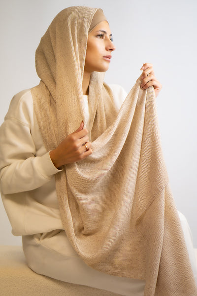 Textured Stretch Hijab Fleck Nude