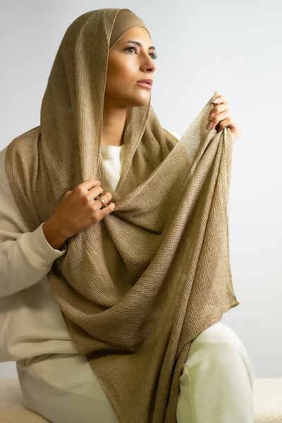 Textured Stretch Fleck Hijab Latte