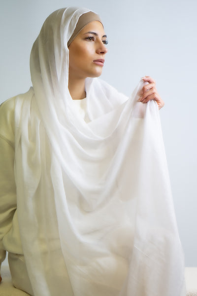 Cotton Breathable Hijab Pure White