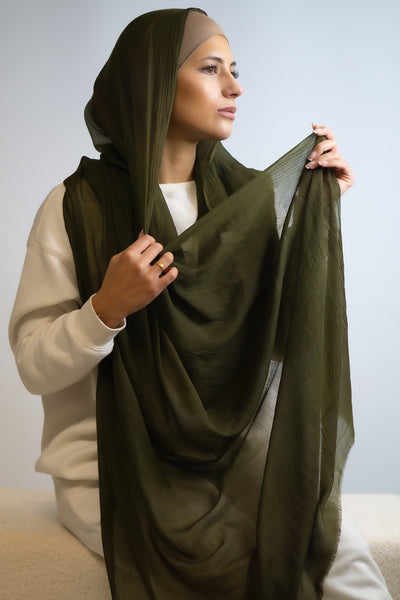 Cotton Breathable Hijab Military Green