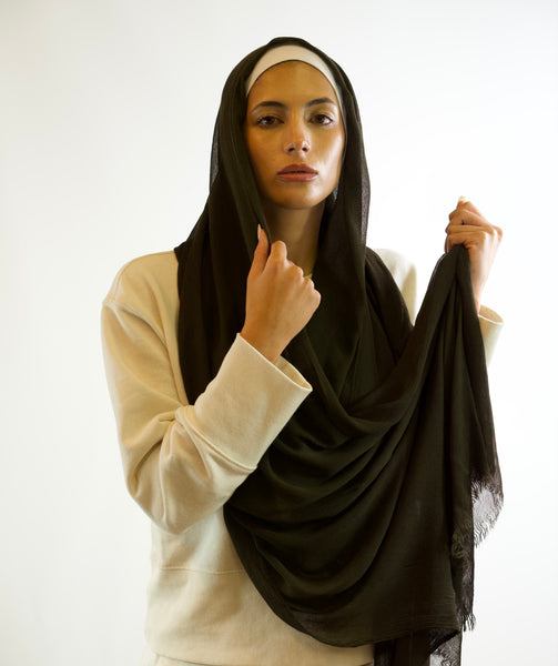 Cotton Crêpe Hijab | Deep Khaki