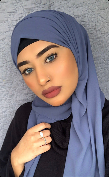 Soft Chiffon Crepe Hijab | Black, Ink , Denim & Graphite - Mai Official
